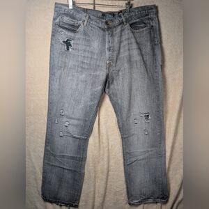 Vtg Y2k Ed Hardy Jeans Embroidered Distressed Christian Audigier 42x34 Baggy